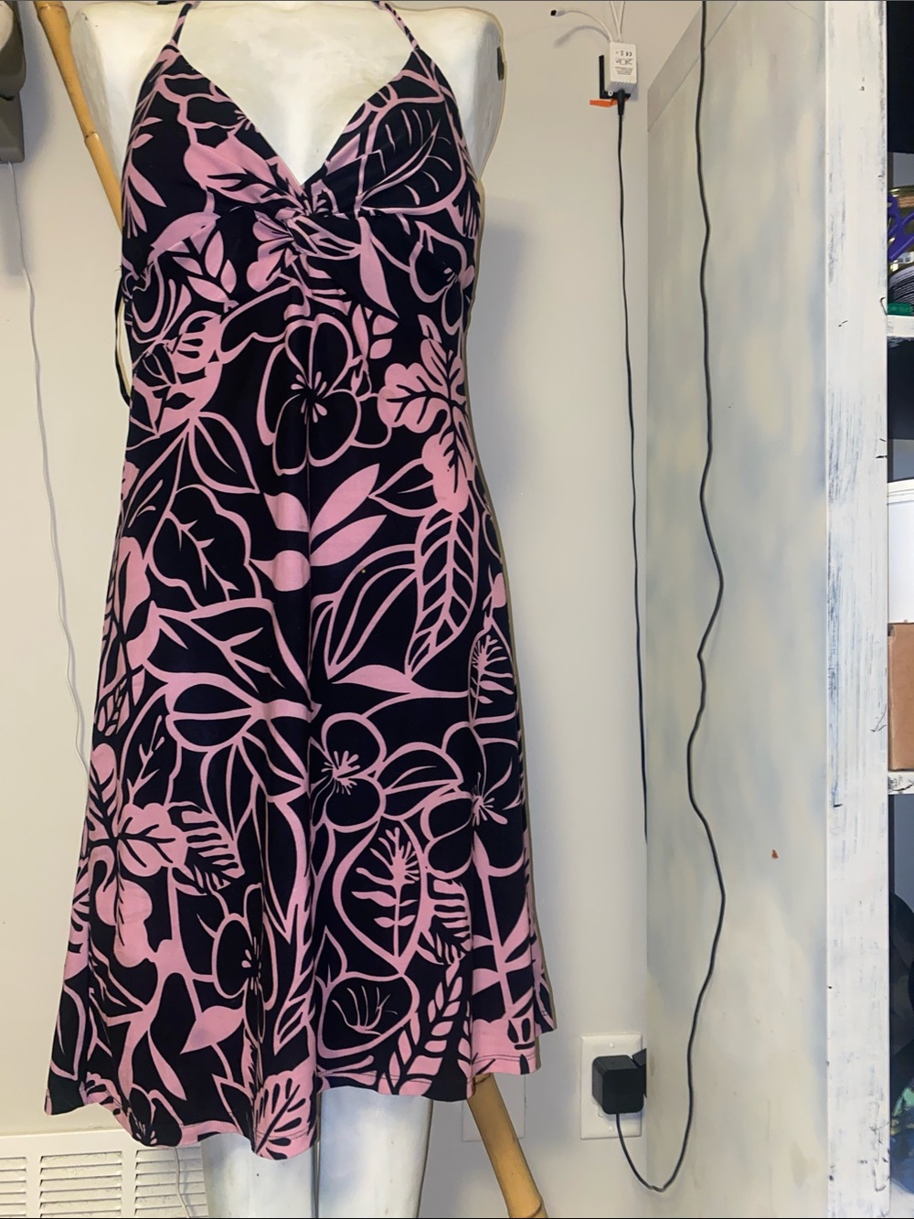 Twist-Front Pink Floral Mini Dress